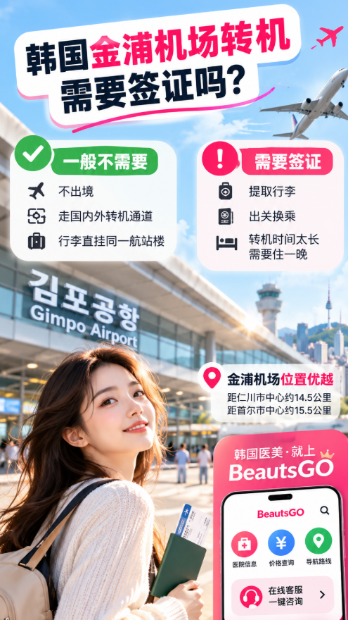 韩国金浦机场转机需要签证吗？想要预约金浦机场附近的皮肤科用什么工具